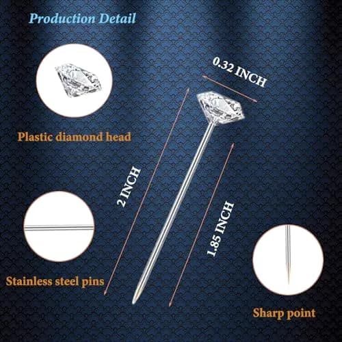 Sunenlyst 300PCS Bouquet Pins | Long 2inch Stainless Steel Flower & Corsage Pins for Wedding, Jewelry DIY, Quilting thumbnail 2