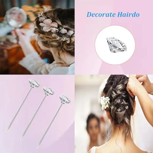 Sunenlyst 300PCS Bouquet Pins | Long 2inch Stainless Steel Flower & Corsage Pins for Wedding, Jewelry DIY, Quilting thumbnail 3