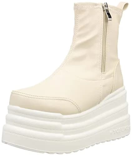 YOSUKE Women's Platform Boots Ivory 23.0 cm | Bold Festival Style with 7 cm Wedge Heel thumbnail 1