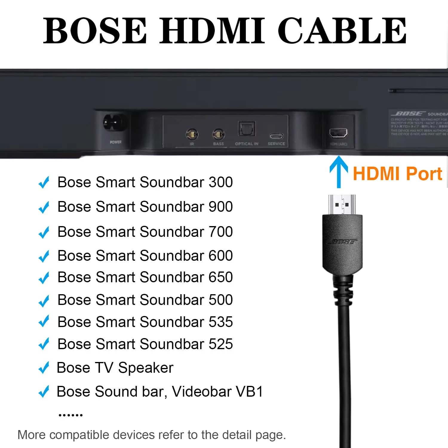 LILIBIN 4K HDMI Cable 1.5m (5ft) | High Speed ARC Cord for Bose Soundbars & TVs - view 2