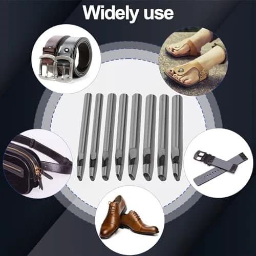 Boyistar Leather Craft Punch Tools Set | 8 Oval Hole Sizes for Leather, Rubber, Plastic | Durable Alloy Steel (70-120c) thumbnail 6