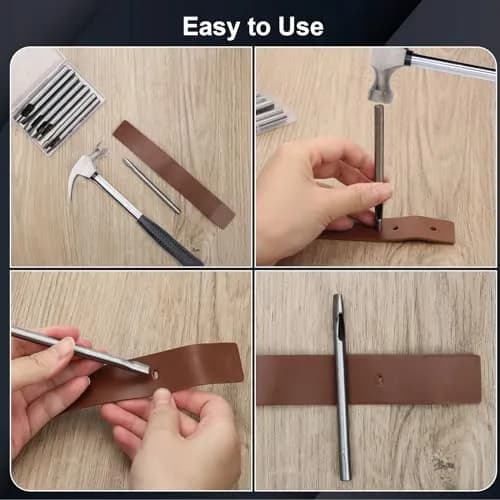 Boyistar Leather Craft Punch Tools Set | 8 Oval Hole Sizes for Leather, Rubber, Plastic | Durable Alloy Steel (70-120c) thumbnail 4