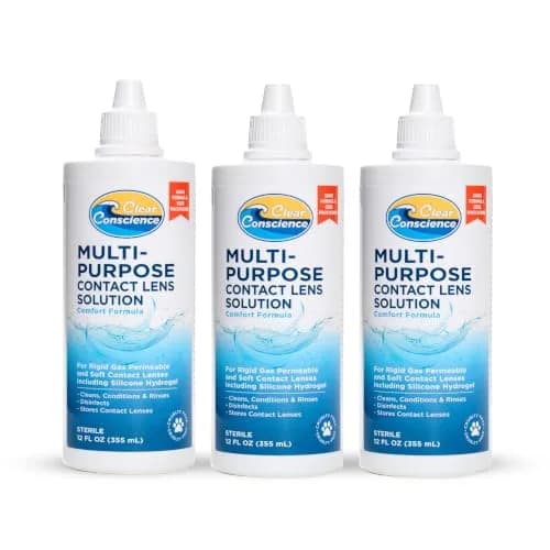 Clear Conscience Multi-Purpose Contact Lens Solution, 12 Fl Oz (3 Pack) | Sensitive Eyes & All-Day Comfort thumbnail 1