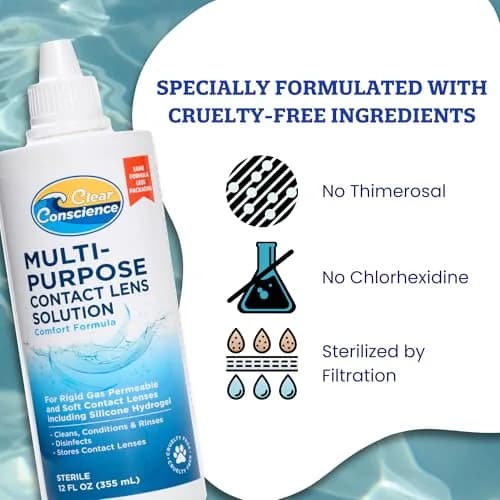 Clear Conscience Multi-Purpose Contact Lens Solution, 12 Fl Oz (3 Pack) | Sensitive Eyes & All-Day Comfort thumbnail 4