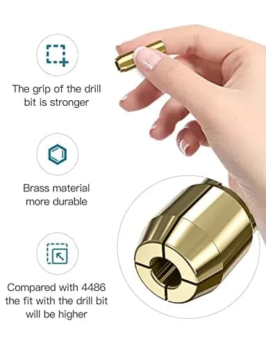 Mellbree Keyless Drill Chuck Collet Set for Dremel 1/32"-1/8" (0.8mm-3.2mm) | All-Metal Brass Collets & Nut thumbnail 6