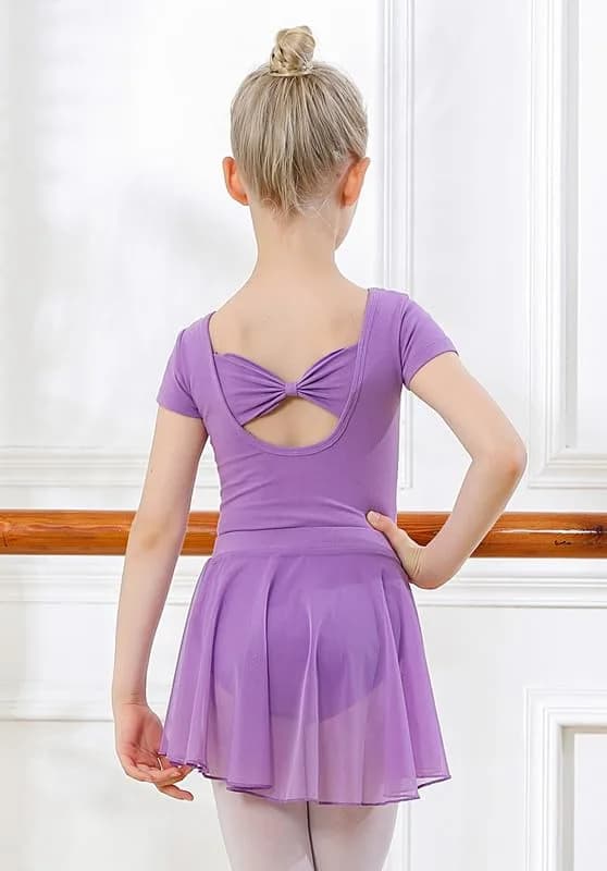 DIPUG Purple Ballet Leotard with Removable Skirt Toddler Dance Dress Combo for Girls 2T-12 Years | 2-Piece Set thumbnail 9