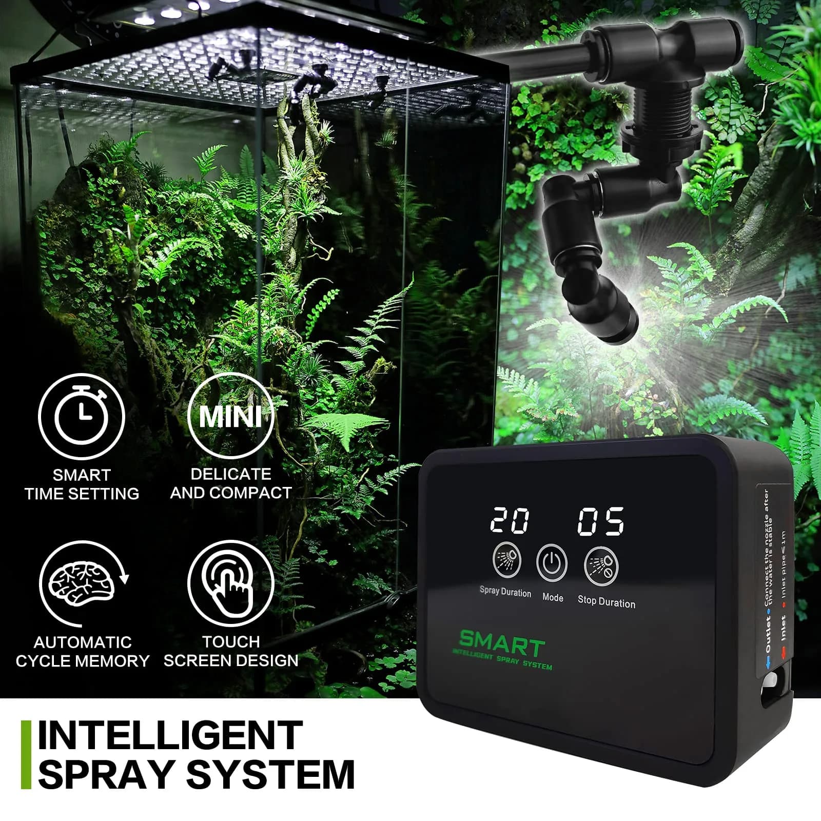MYGIIKAKA Automatic Reptile Mister Fogger with 2 Nozzles & Timer Control | 2.56" W x 8.66" L x 8.27" H - view 2