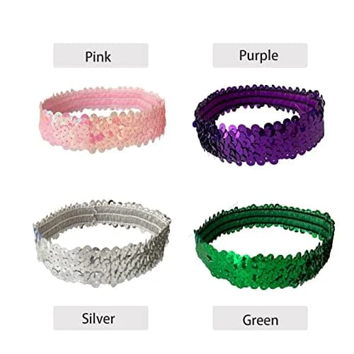 WEBGGER 12 Pack Sequin Headbands Elastic Stretch Sparkly Headband for Teens Girls Women | Fashion Hair Accessories thumbnail 5