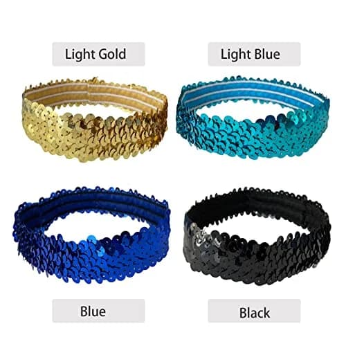 WEBGGER 12 Pack Sequin Headbands Elastic Stretch Sparkly Headband for Teens Girls Women | Fashion Hair Accessories thumbnail 6