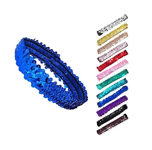 WEBGGER 12 Pack Sequin Headbands Elastic Stretch Sparkly Headband for Teens Girls Women | Fashion Hair Accessories thumbnail 7