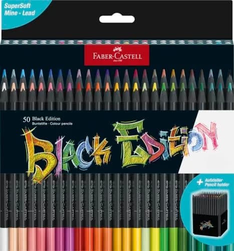 Faber-Castell Black Edition Colored Pencils, 50 Count (Pack of 50) | Smooth Color Laydown for Art & Drawing thumbnail 2