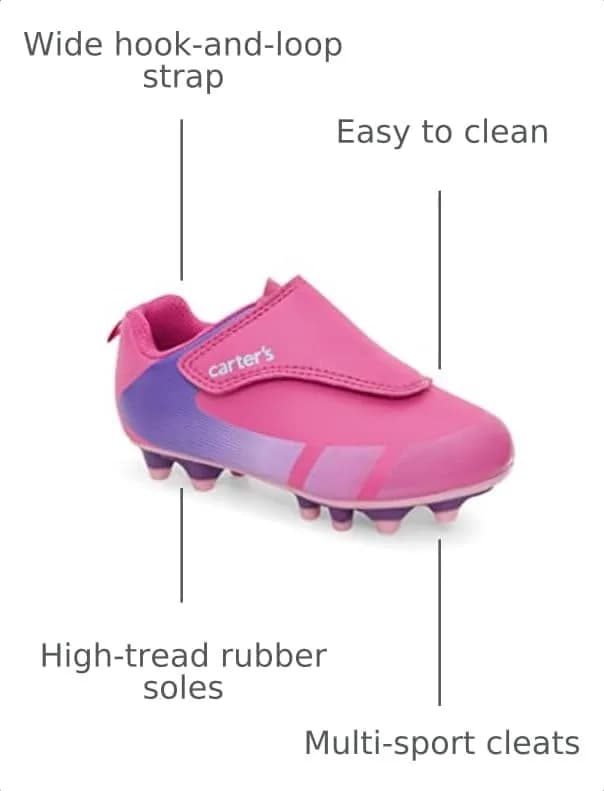 Carter's Fica Sport Cleat, Fuchsia | Versatile Athletic Shoe for Kids thumbnail 3
