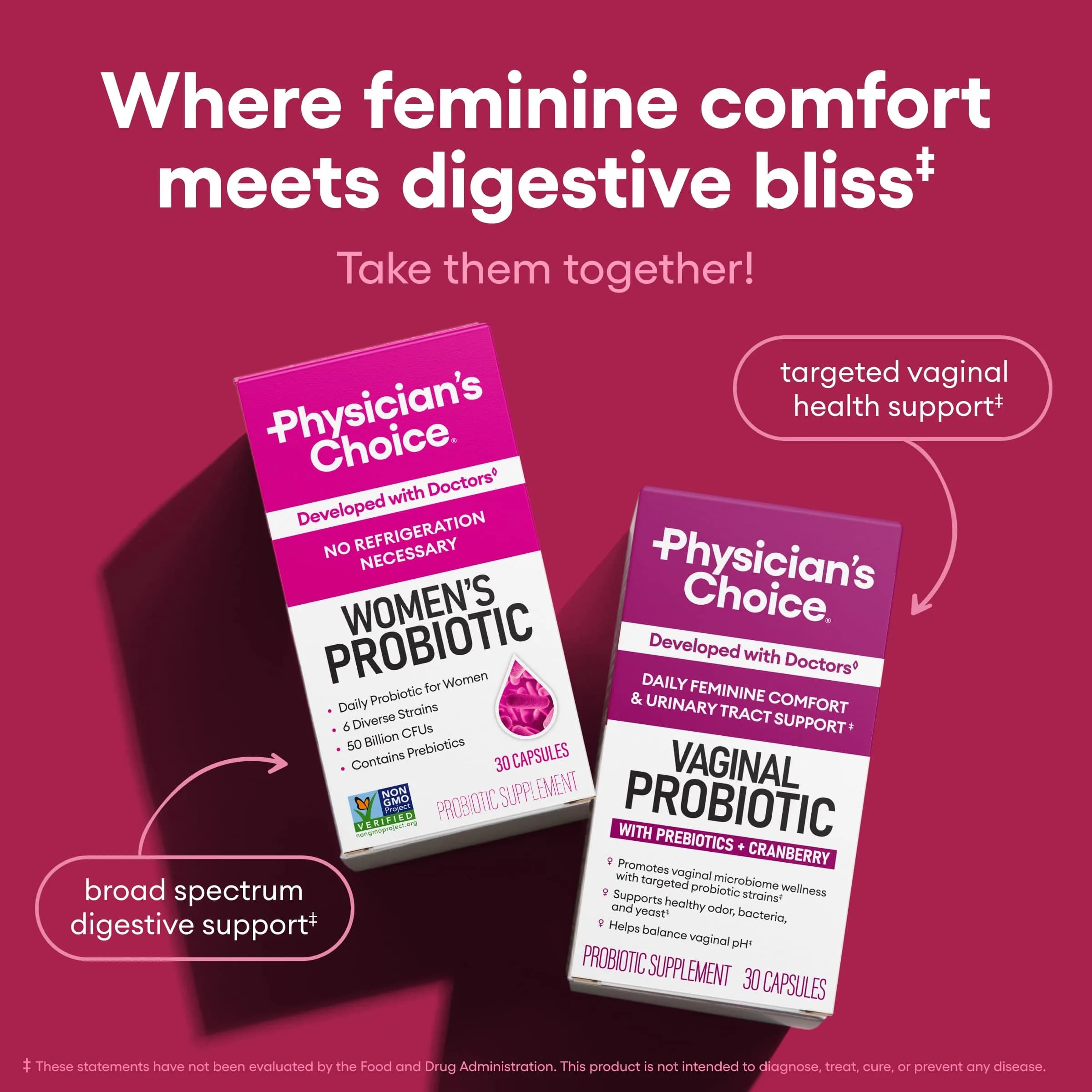 Physician's Choice Probiotics for Women 60 Count | Digestive, UT, Feminine Health, 50 Billion CFU, Organic Prebiotics, Cranberry Extract - view 7