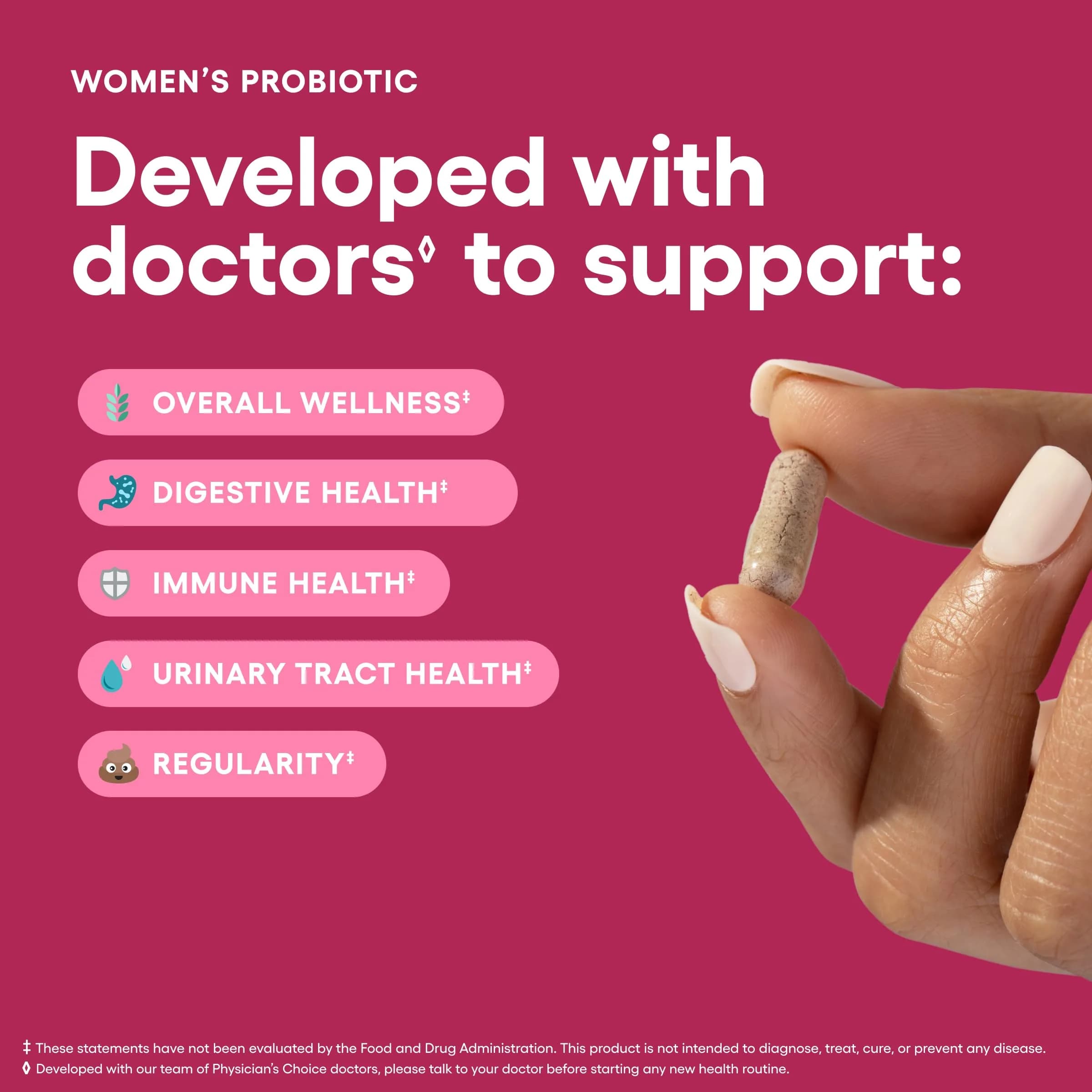 Physician's Choice Probiotics for Women 60 Count | Digestive, UT, Feminine Health, 50 Billion CFU, Organic Prebiotics, Cranberry Extract - view 3