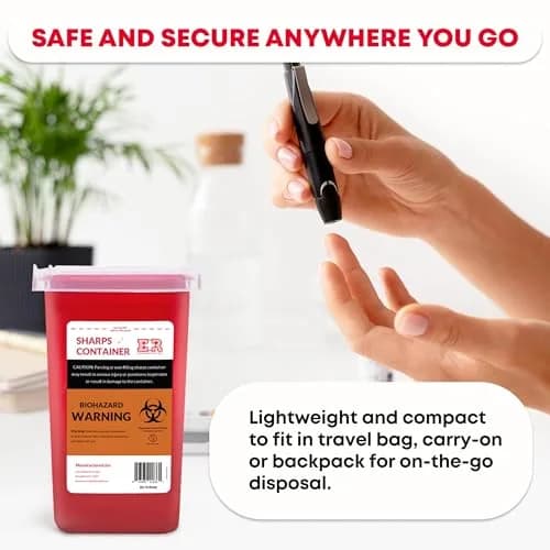 Ever Ready First Aid Sharps Container 1 Quart (1000ml) | Puncture-Resistant & Locking Lid for Safe Disposal thumbnail 4