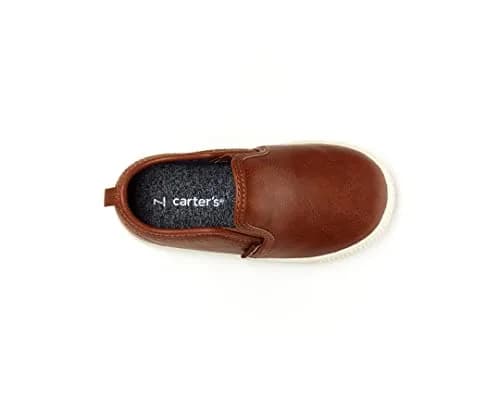 Carter's Kids Ricky Dress Shoes, Brown | Slip-On Faux Leather Casual Shoes for Toddlers thumbnail 4
