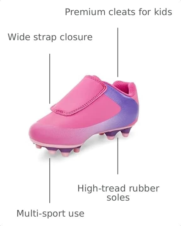 Carter's Fica Sport Cleat Fuchsia | Versatile Athletic Kids Shoe for Soccer & Baseball thumbnail 3