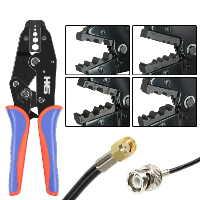 HKS Coax Ratchet Crimping Tool Kit with 5 Dies & Strippers | 1.28 kg (2.82 lb) Heavy Duty thumbnail 5