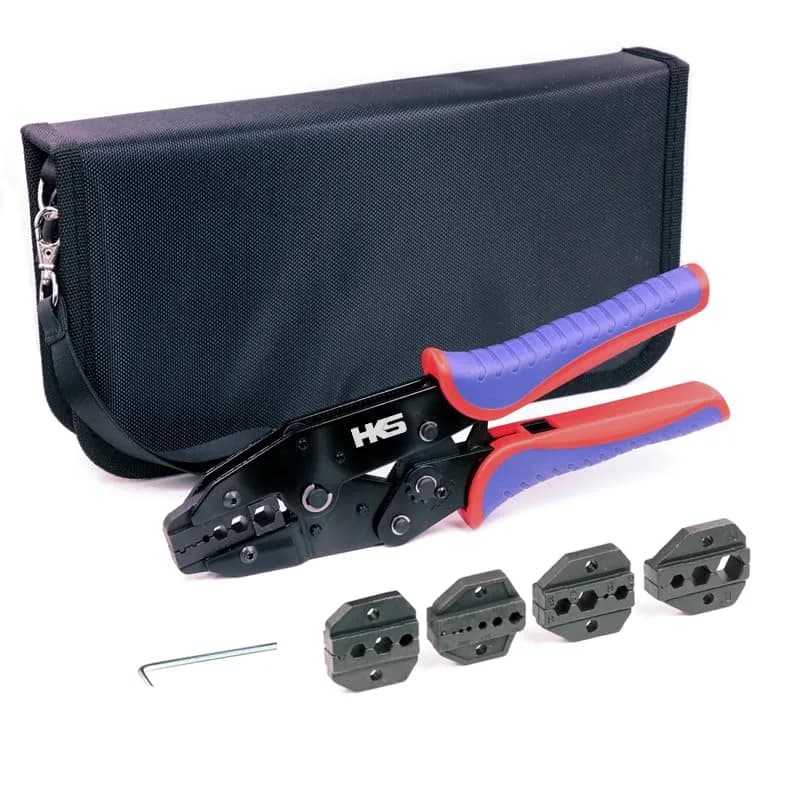 HKS Coax Ratchet Crimping Tool Set for Coaxial RG Cable RF Connectors | 5 Changeable Dies, Ergonomic Handle thumbnail 2