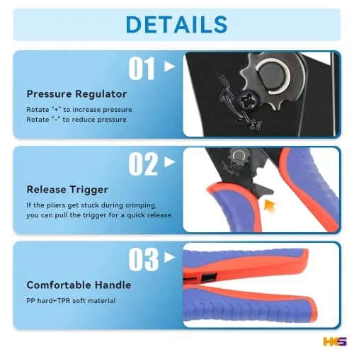 HKS Coax Ratchet Crimping Tool Set for Coaxial RG Cable RF Connectors | 5 Changeable Dies, Ergonomic Handle thumbnail 8