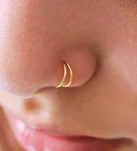 MODRSA Gold Fake Nose Ring Hoop Set for Women Men | 12 Pieces, 8mm Inner Diameter thumbnail 4
