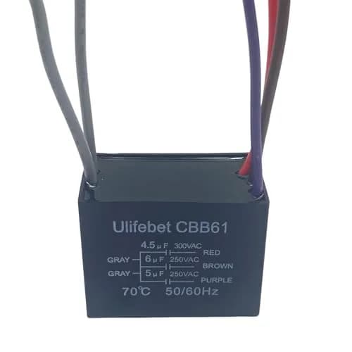 YJZR 5 Wire Ceiling Fan Capacitor CBB61 4.5uf+6uf+5uf 250VAC 50/60Hz | Replacement Part for Fan Speed Control thumbnail 3