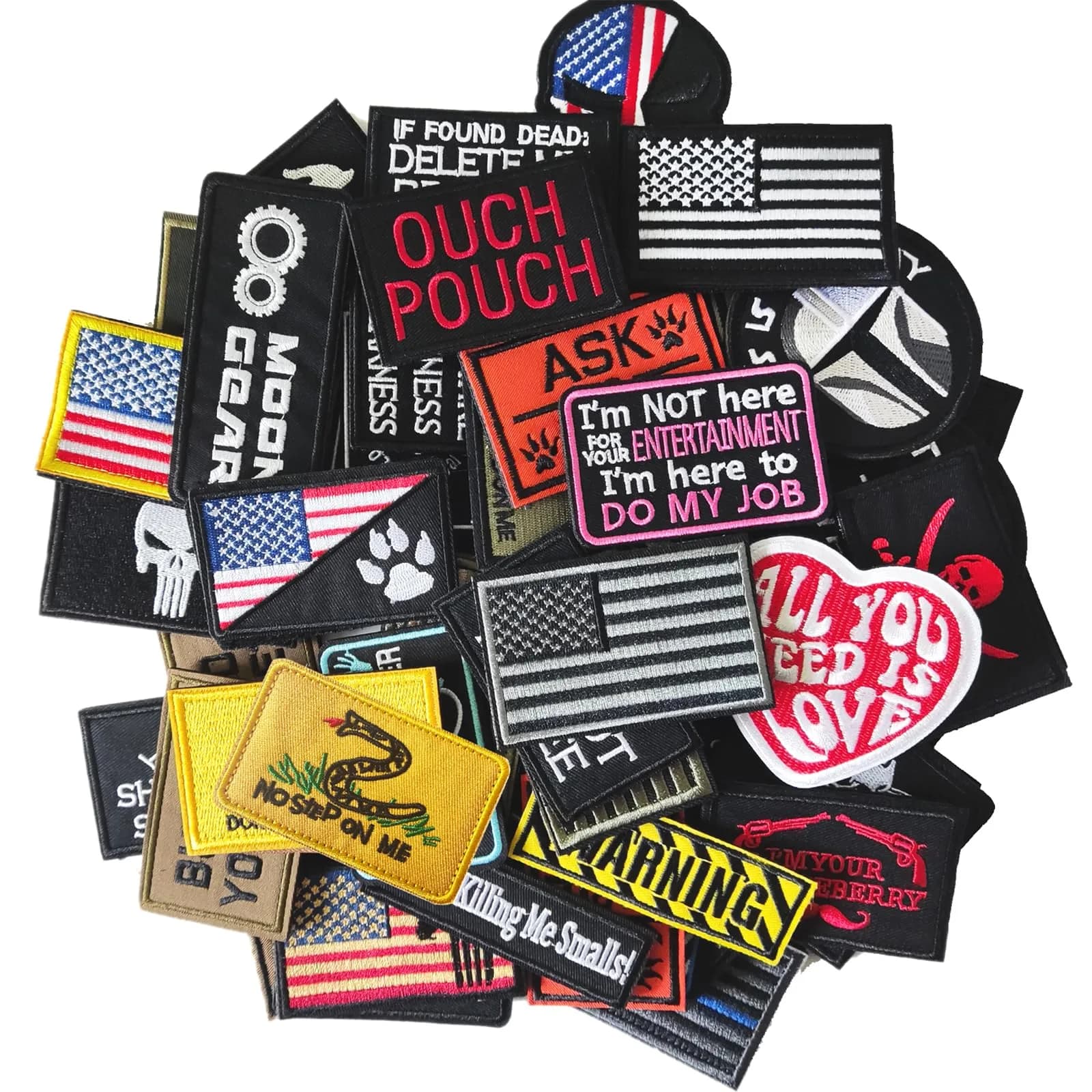 Harsgs 14pcs Funny Tactical Morale Patches Pack with Hook & Loop Backing | Assorted Letter Print — 20PCS Random