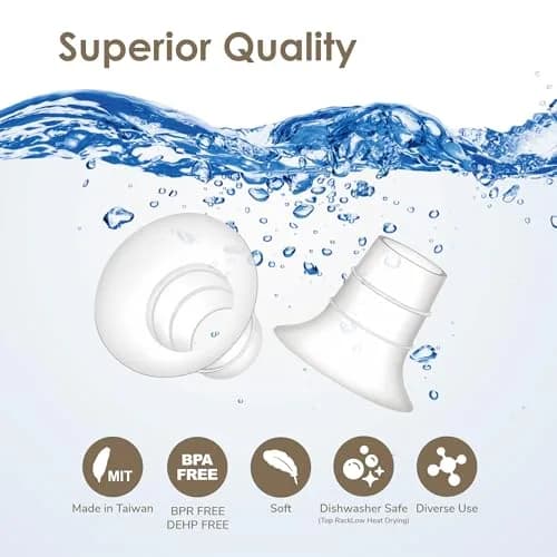 Maymom 15mm Flange Inserts for Elvie & Medela 24mm Cups | BPA-Free Food-Grade Silicone (2-Pack, Semi-Clear) thumbnail 7