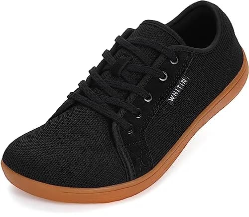 WHITIN Men's Minimalist Barefoot Shoes Zero Drop Fashion Black Gum 8 | Natural Walking Support thumbnail 1