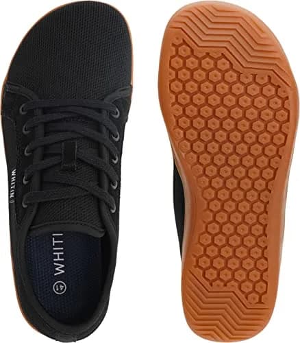 WHITIN Men's Minimalist Barefoot Shoes Zero Drop Fashion Black Gum 8 | Natural Walking Support thumbnail 6