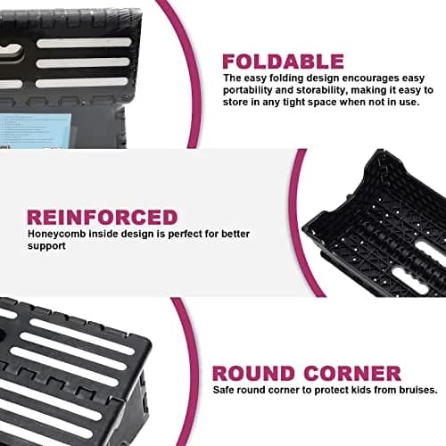 TALITARE 5-inch Folding Step Stool with Handle, Black | Supports 136 kg (300 lbs) for Car, Kitchen & Bathroom thumbnail 4