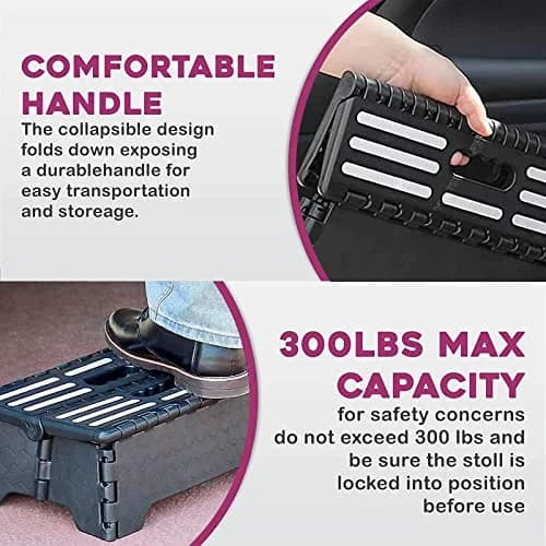 TALITARE 5-inch Folding Step Stool with Handle, Black | Supports 136 kg (300 lbs) for Car, Kitchen & Bathroom thumbnail 5