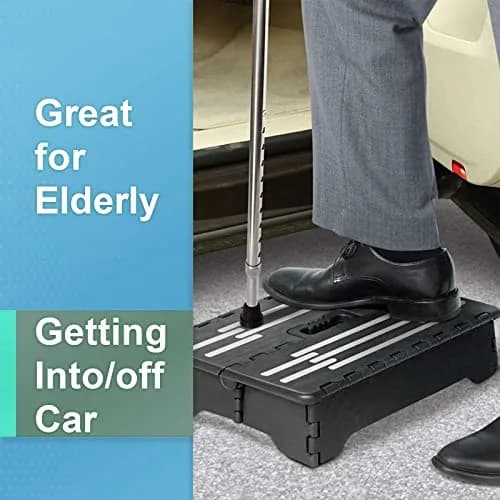 TALITARE 5-inch Folding Step Stool with Handle, Black | Supports 136 kg (300 lbs) for Car, Kitchen & Bathroom thumbnail 2