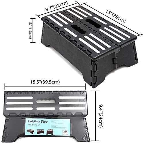 TALITARE 5-inch Folding Step Stool with Handle, Black | Supports 136 kg (300 lbs) for Car, Kitchen & Bathroom thumbnail 3