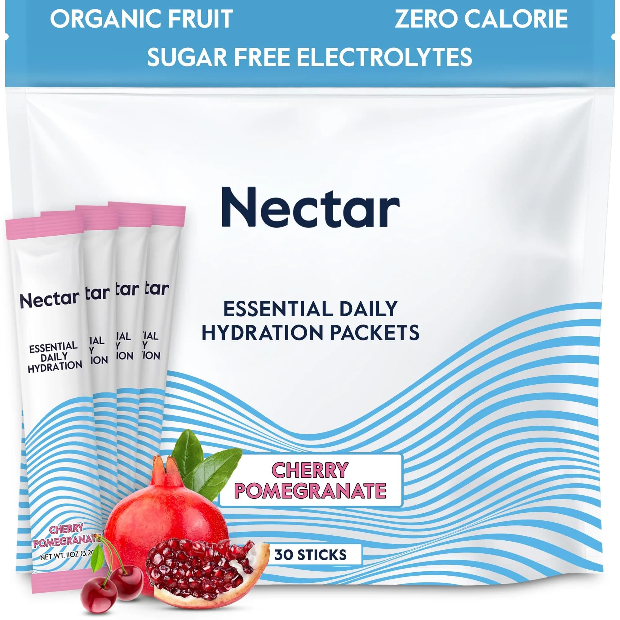 Nectar Organic Hydration Powder Packets Cherry Pom 30 Servings | Zero Sugar Electrolytes for Rapid Hydration - main product image