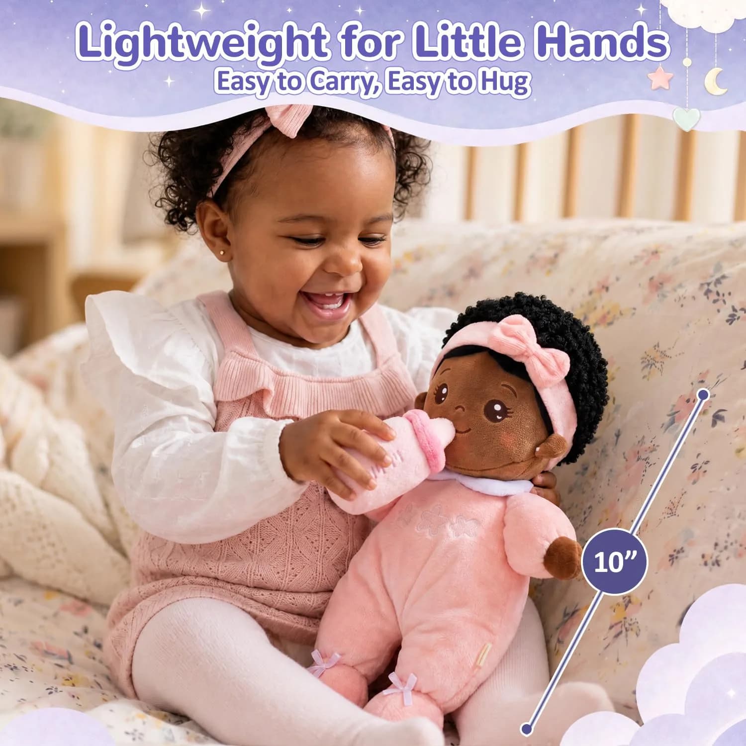 OUOZZZ Soft Baby Doll 10" - C-nevaeh03 Pink | Perfect First Birthday Toy for 1 Year Old Girl - view 4