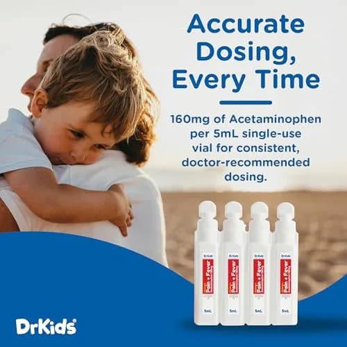 Dr. Kids Pain & Fever Medicine for Kids Ages 2-11, Cherry Flavor, 20 Count | Pre-Measured, Safe & Effective thumbnail 5
