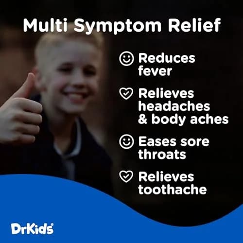 Dr. Kids Pain & Fever Medicine for Kids Ages 2-11, Cherry Flavor, 20 Count | Pre-Measured, Safe & Effective thumbnail 3