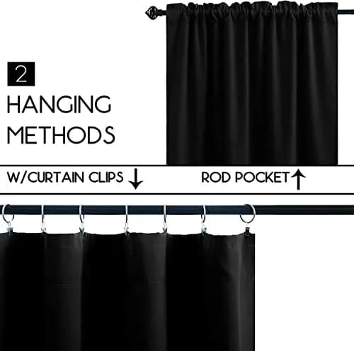 Pickluc Black Cafe Curtain 30"W x 30"L | Short Blackout Window Panel for Kitchen & Small Windows thumbnail 2
