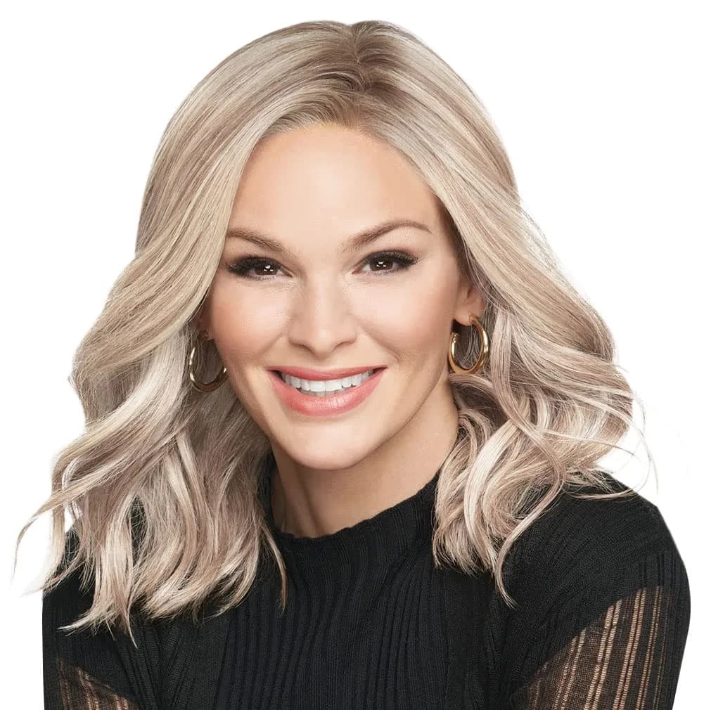 Raquel Welch Gentle Waves Mid-Length Blonde Wig, WAVY DAY | Soft Wavy Lob, Heat-Friendly Synthetic, Natural-Looking Hairline