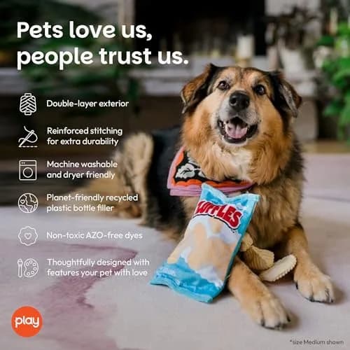 P.L.A.Y. Snack Attack Fluffles Chips Dog Toy Medium | Durable Squeaker Chew Toy for Medium & Large Dogs thumbnail 4