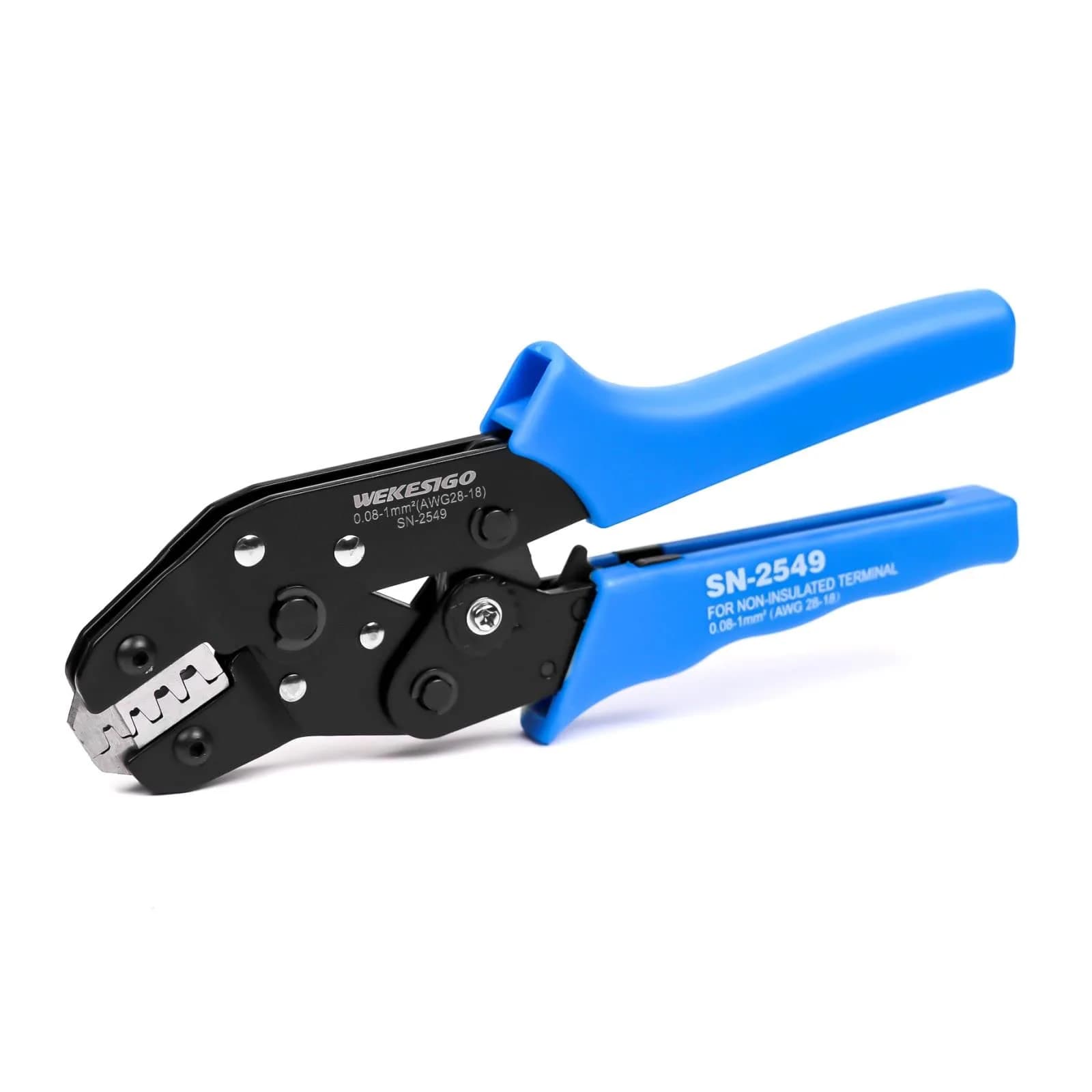 Wekesigo Micro Connector Pin Crimping Tool 0.03-0.52mm² | Ratcheting Crimper for Molex, JST, JAE open barrel terminals — SN-2549