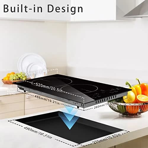 Karinear 2 Burner Electric Cooktop 110-120V 2000W | Touch Control, Timer, Safety Lock thumbnail 6