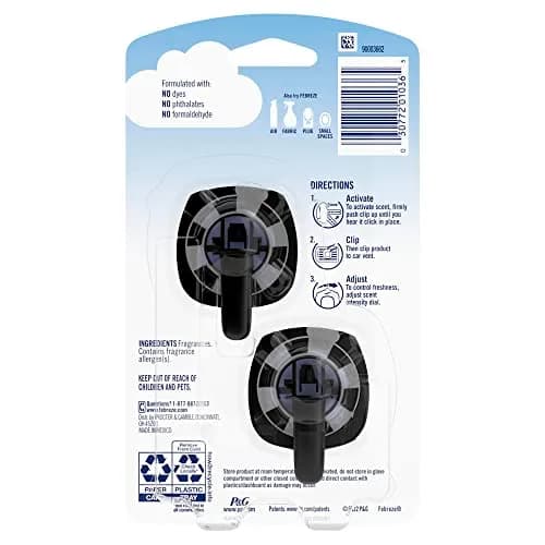 Febreze Car Vent Clip Air Freshener, Lush Scent, 2 Clips (0.14 Fl Oz / 4.4ml) | Eliminates Odors for Up to 80 Days thumbnail 6