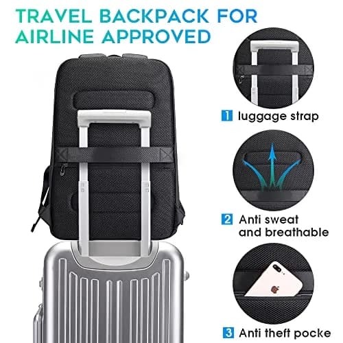 BANGE Business Waterproof Laptop Backpack 15.6 Inch | USB Charging Port & Travel Durability thumbnail 4