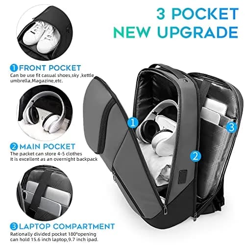 BANGE Business Waterproof Laptop Backpack 15.6 Inch | USB Charging Port & Travel Durability thumbnail 2
