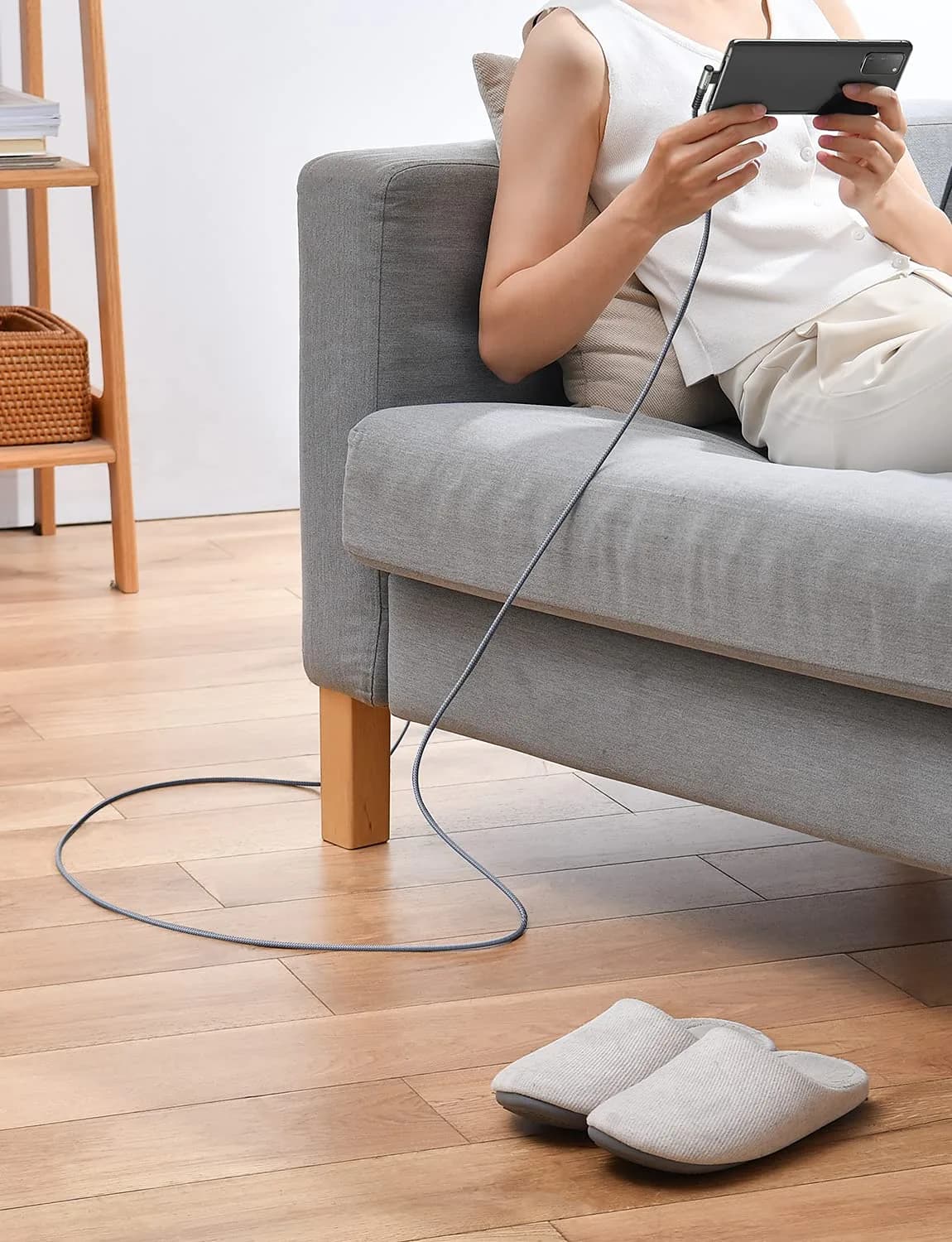 AINOPE Grey 16.4ft Right Angle USB C to USB C Cable - 60W Fast Charging & Data - view 2