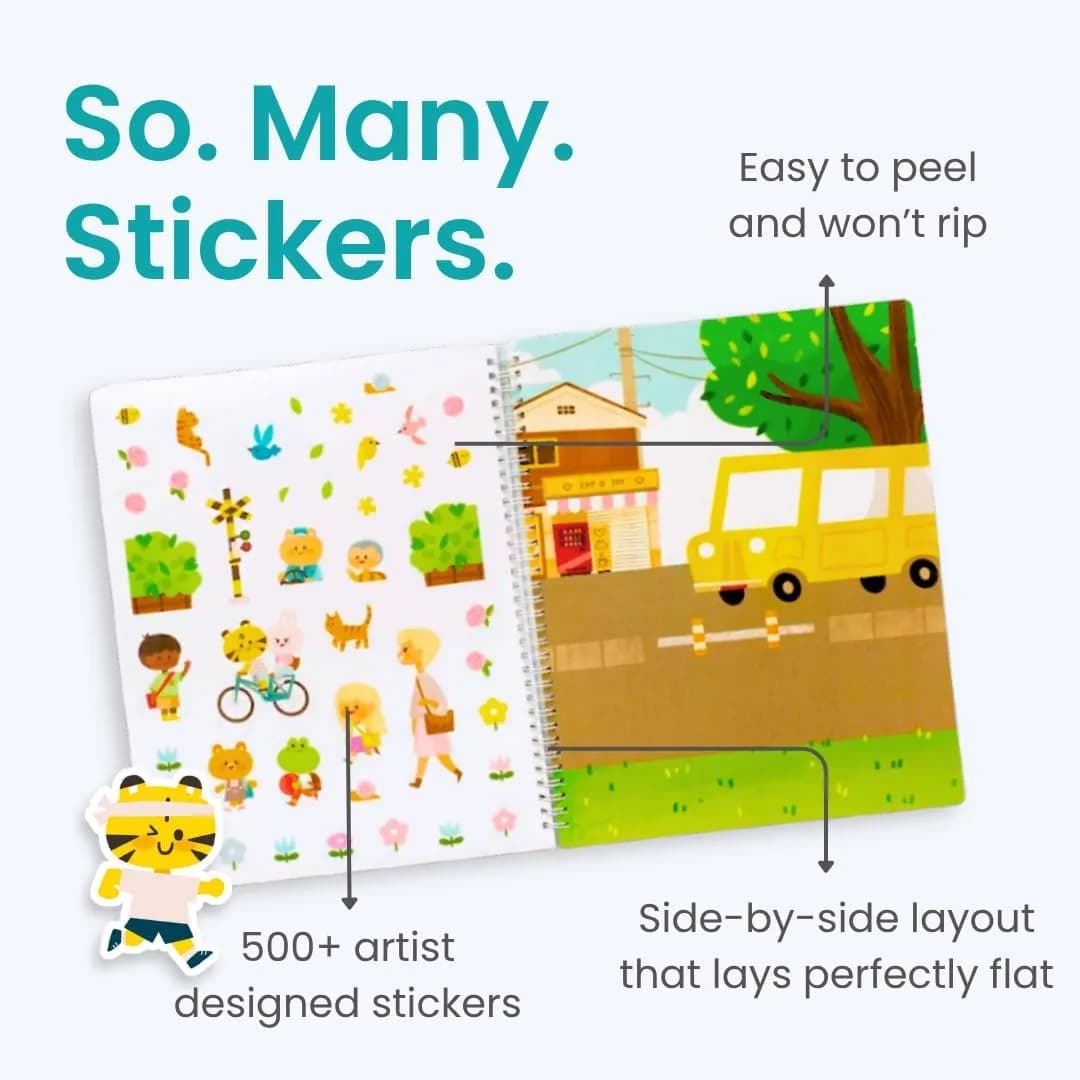 CUPKIN Let's Go to School Sticker Book with Coloring Pages & 500+ Stickers for Toddlers Ages 2-8 - view 3