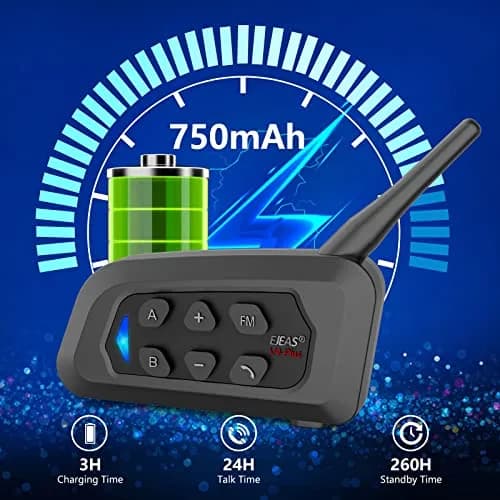 EJEAS V4 Plus Motorcycle Helmet Bluetooth Intercom System 1500m Range | Noise Reduction & 3D Sound thumbnail 6