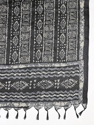 DUPATTA BAZAAR Women's Batik Printed Black Art Silk Dupatta | All Over Print, 240cm x 100cm, Hand Wash thumbnail 5